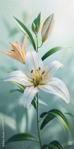 one realistic lily flower