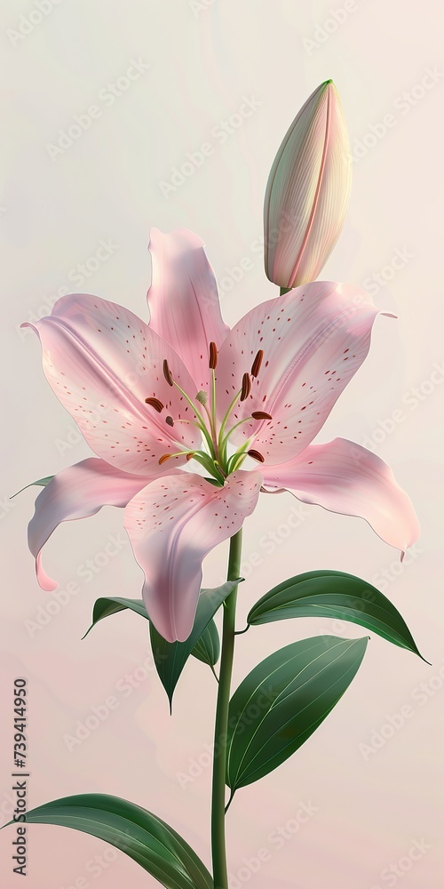 one realistic lily flower  
