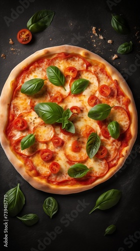 Сlose-up of delicious Margherita pizza