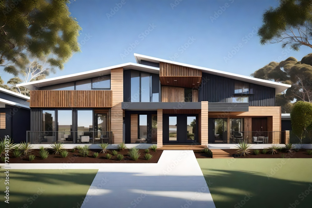  new modern home, 3D rendering, photorealistic