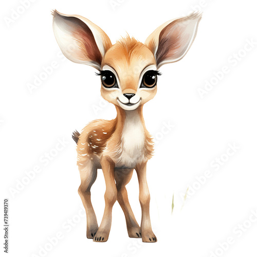 Baby Gazelle Watercolor Illustration Transparent Background