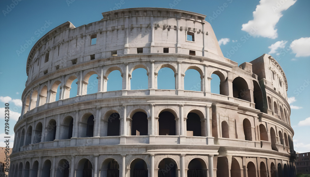 Dramatic view of The Colosseum is one of the main tourist attractions in Rome. Generative AI