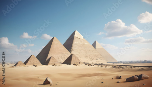 Dramatic view of Egyptian pyramids in Giza  Cairo  Egypt  Africa. Generative AI