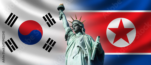 Flags of north and south Ko...