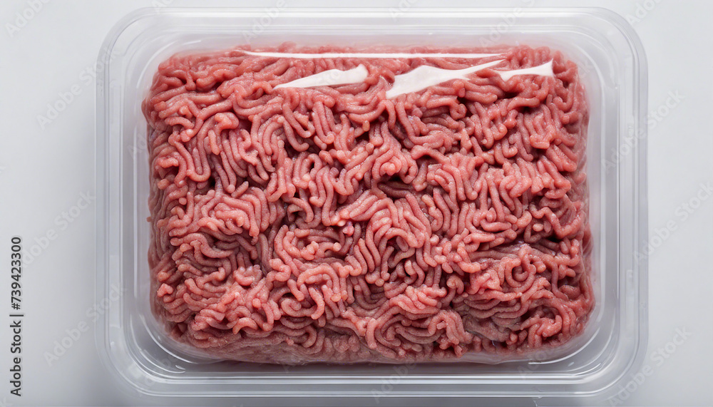 beef minced meat in vacuum plastic packaging, isolated white background, copy space for text
beef minced meat in vacuum plastic packaging, isolated white background, copy space for text