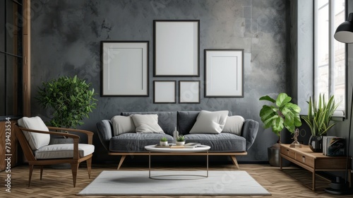 orange grey and white modern living room