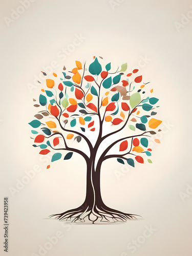 Tree  colorful pattern  colorful leaves  isolated. Pattern 36