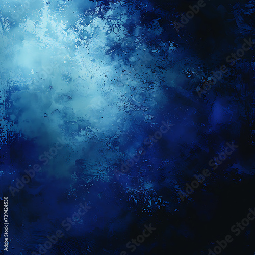 Shades of indigo and navy blue meld in a rough abstract background, featuring a color gradient with bright light and a subtle glow.