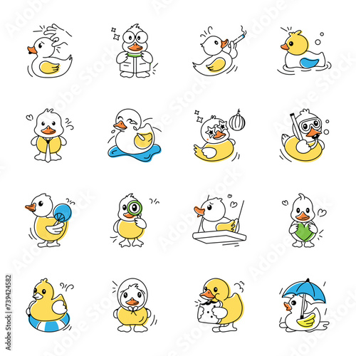 Baby Ducks Doodle Style Icons