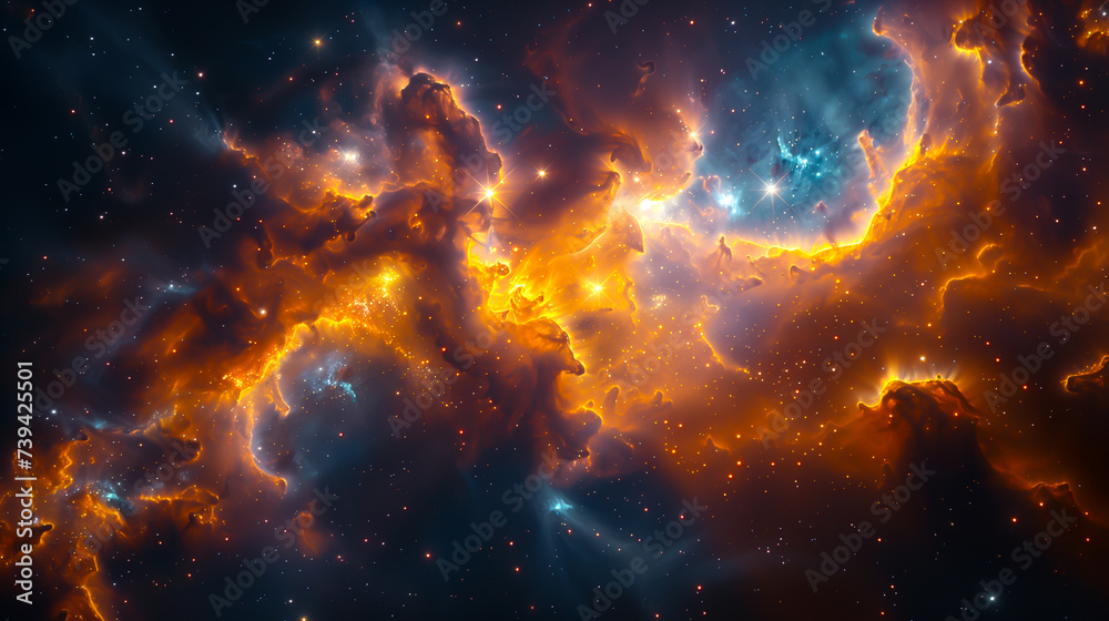 Deep space background with nebula, stars and space clouds