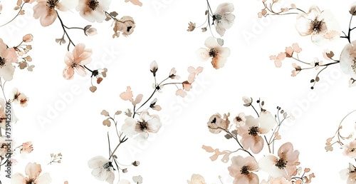 watercolor dainty wildflowers tiny flowers on the white background