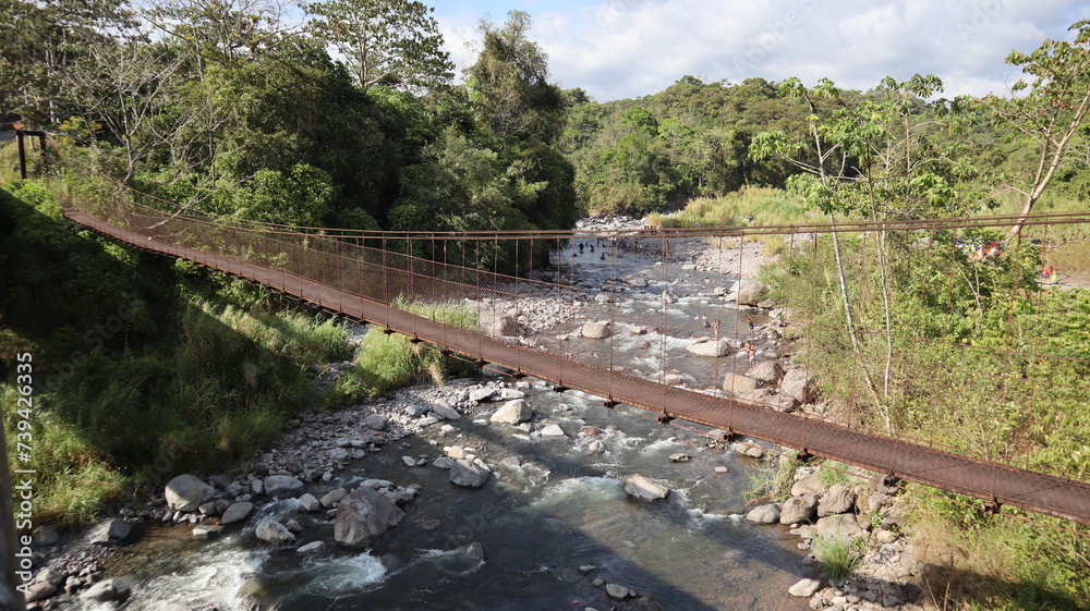 suspension bridge in the river suspension bridge in the river