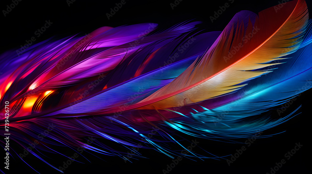 Colorful peacock feathers on a black background Colorful peacock feathers on a black background