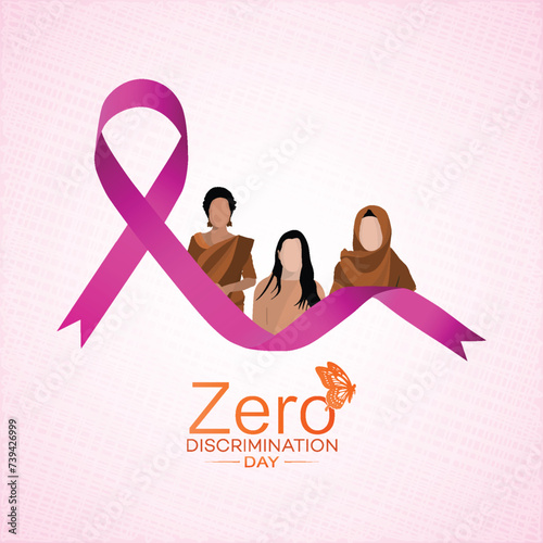 Zero Discrimination Day poster | with. rainbow, butterflies. Colorful, typography, and. symbol, vector graphic of zero discrimination day | 1 March Social Media Post | Zero, Discrimination, Day, post,