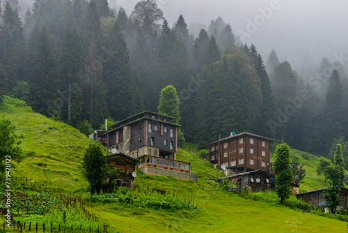 Ayder Plateau in Camlihemsin, Rize. Famous touristic a place. Ayder Plateau in the Black Sea and Turkey. photo