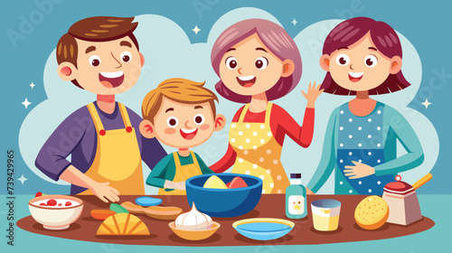 Family Cooking Together in the Kitchen