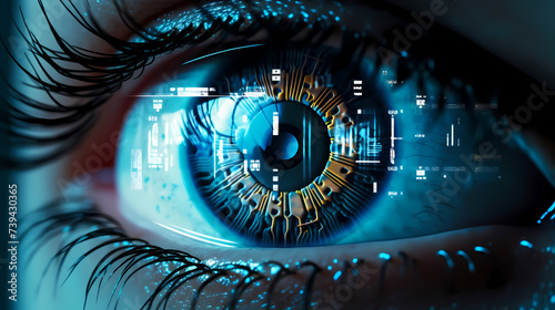 Close-up of human eye for surveillance and digital ID verification