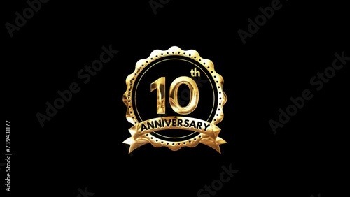  10th Anniversary luxury Gold Animation. Greeting for the 10th Anniversary. Luxurious Animation Celebrating 10 Years of Excellence photo