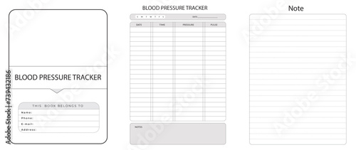 Editable Blood Pressure Tracker planner Kdp Interior printable template Design.