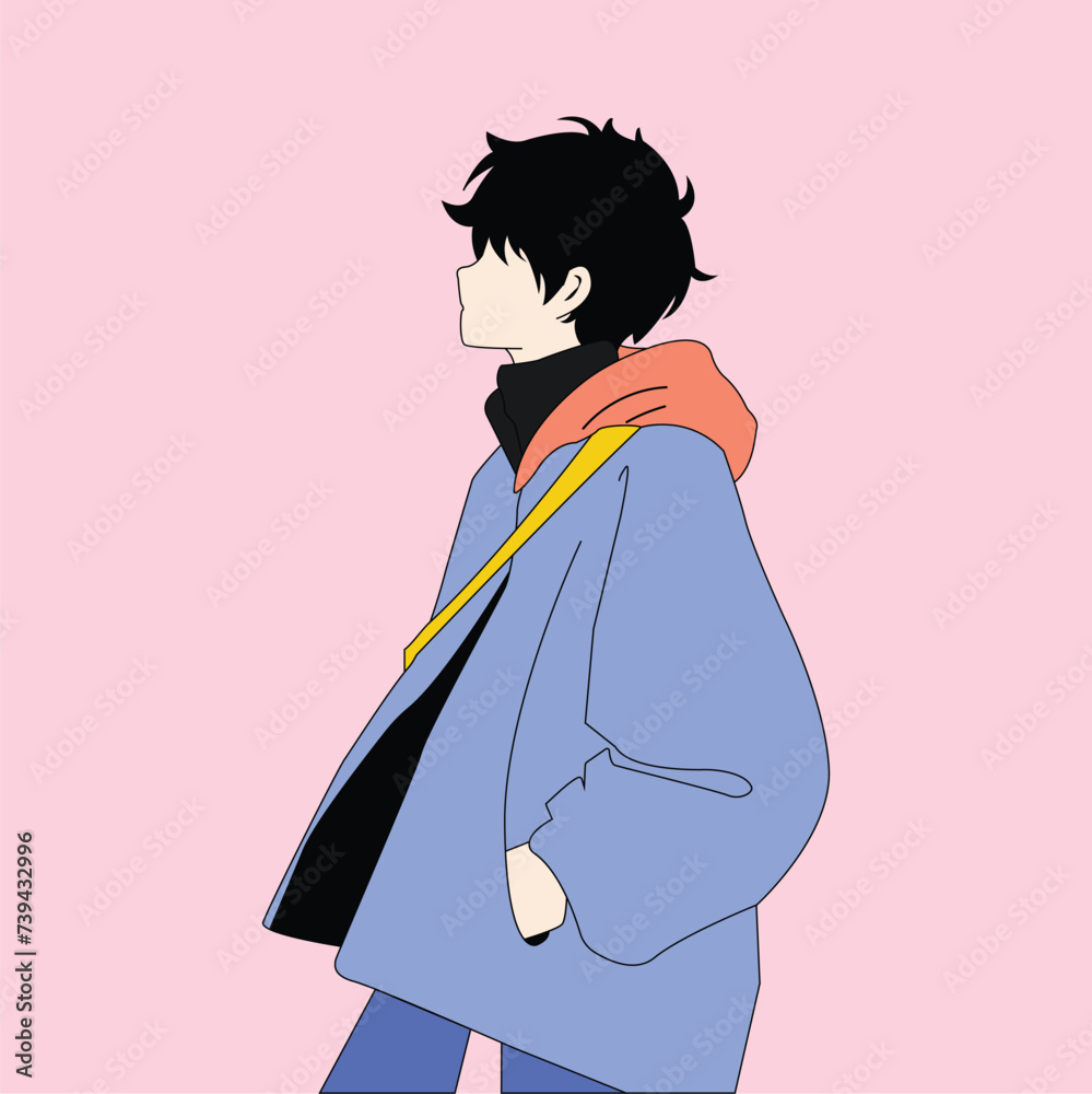 Cartoon boy with tinted hair in Winter clothes. Hand drawn vector illustration. Contour picture for avatar, coloring book, mobile games etc.
Cartoon boy with tinted hair in Winter clothes. Hand drawn vector illustration. Contour picture for avatar, coloring book, mobile games etc.