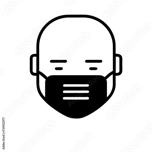 Medical Face Mask Icon: Vector Icon Isolated on White Background