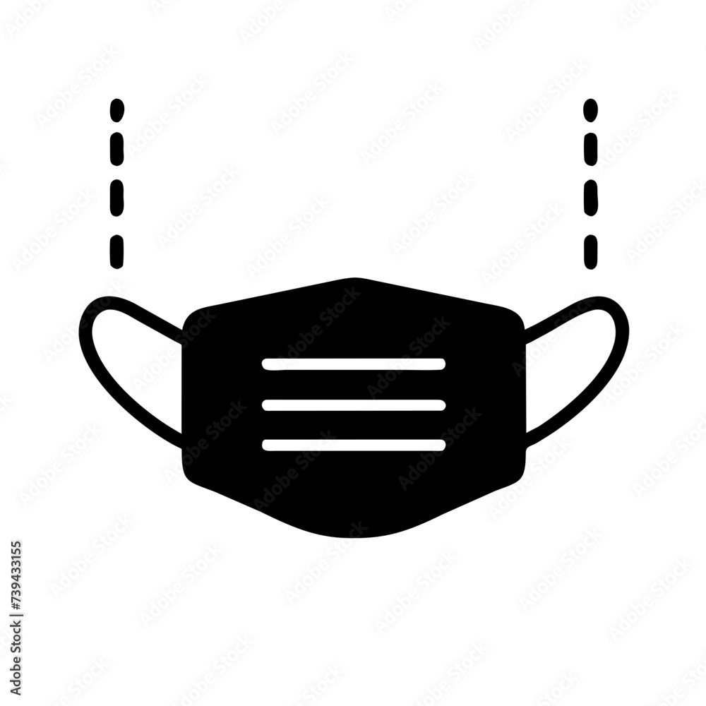 Obraz premium Medical Face Mask Icon: Vector Icon Isolated on White Background