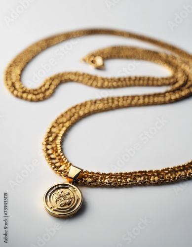 gold necklace men design, isolated white background
