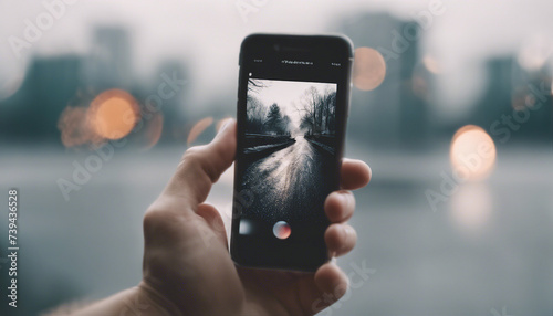 hand holding phone in hand. phone screen and background isolated white color 