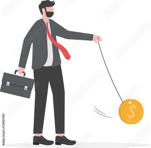 dollar price swing like yoyo, Stock market volatility and fluctuation, market swing by greed and fear of investor or financial investment risk concept,

