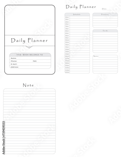 Editable 24 Hour Daily Planner planner Kdp Interior printable template Design.