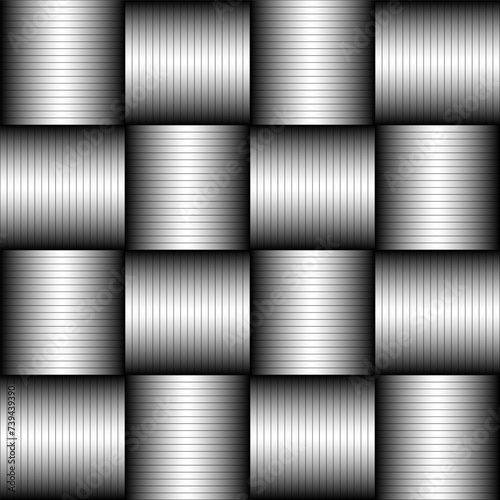 Seamless monochrome illusion background design. Abstract interweaving of stripes. Vector art. Geometric pattern. Gradient weave effect
