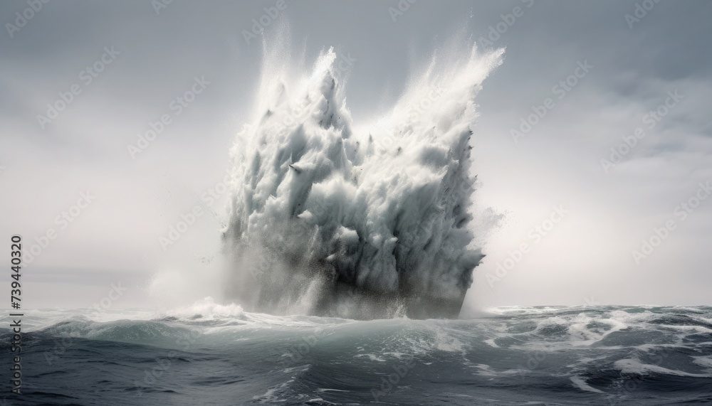 Obraz premium A huge splash in the ocean.