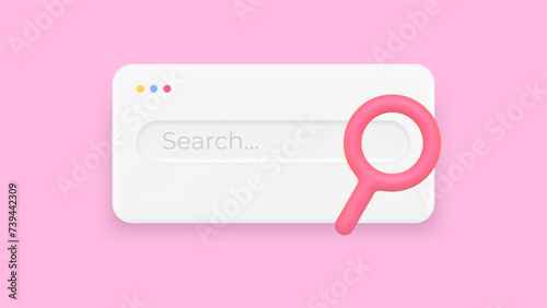 Internet browser search tab navigation interface menu banner 3d icon realistic vector