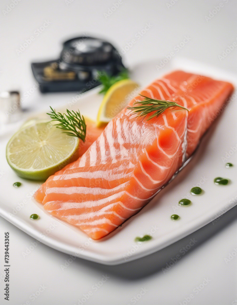 sliced salmon, isolated white background, copy space for text
sliced salmon, isolated white background, copy space for text