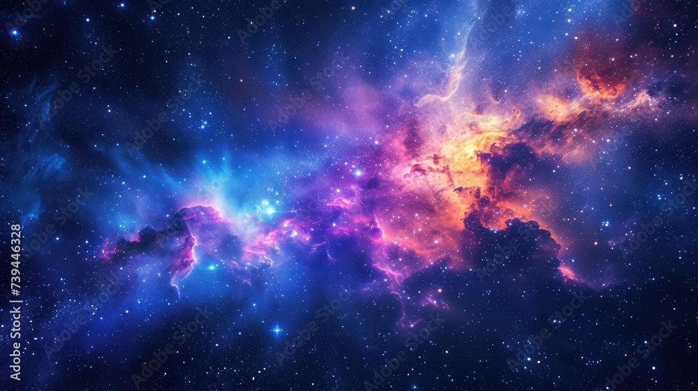 Galaxy background with stars and colorful nebula clouds, showcasing a celestial view of the cosmos beyond the Milky Way. Galaxy background with stars and colorful nebula clouds, showcasing a celestial view of the cosmos beyond the Milky Way.
