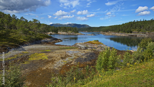 Landscape at the road bridge Simlestraumen in Norway, Europe 
