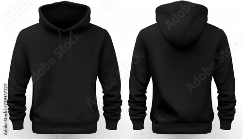 Set of Black front and back view tee hoodie hoody