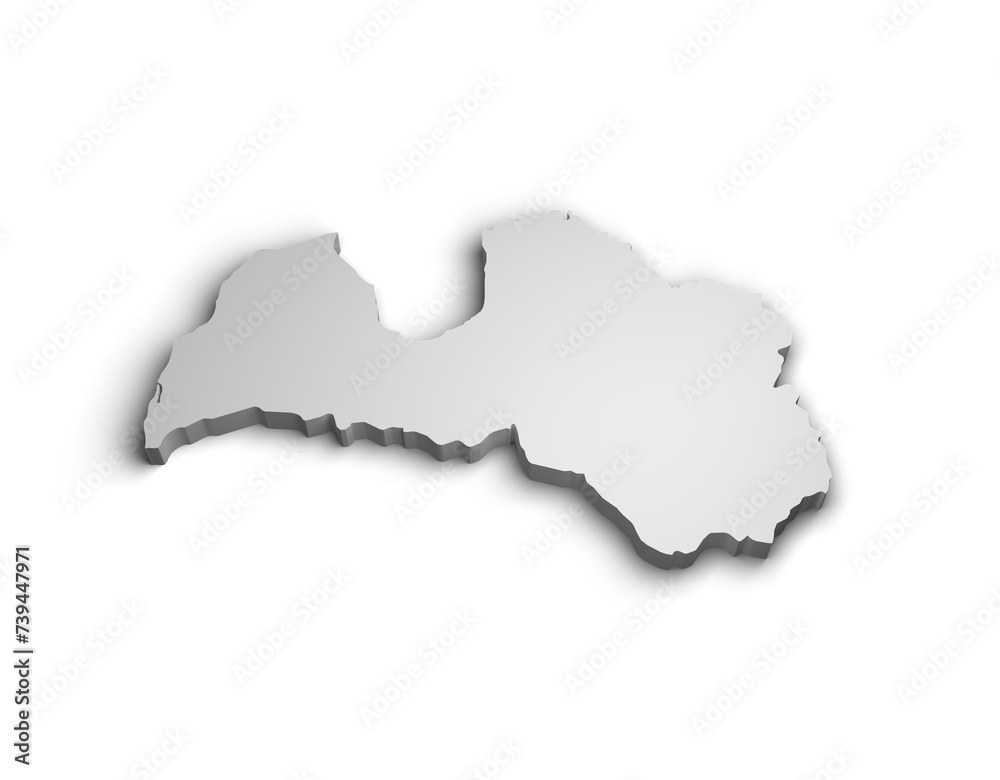 Fototapeta premium 3d Latvia map illustration white background isolate