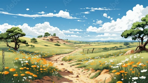 Spring day in illustration style