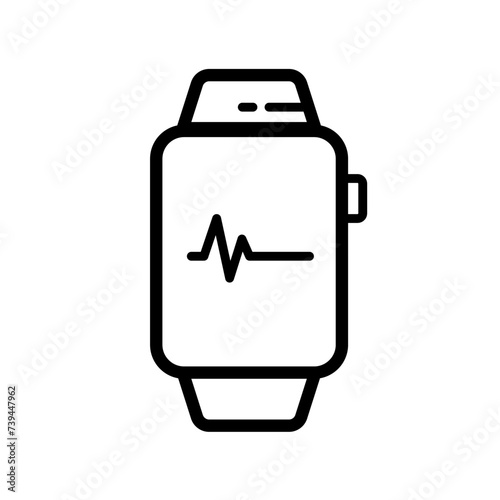 Smartwatch for tracking physical fitness and telemedicine  - vector icon