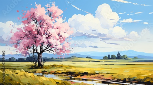 Spring day in illustration style