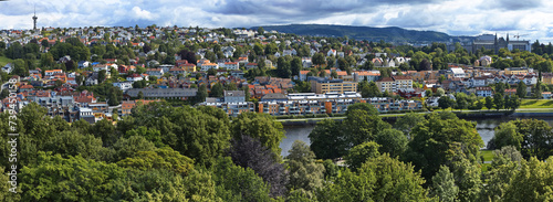 View of Trondheim from Nidaros Cathedral, Trondelag County, Norway, Europe 