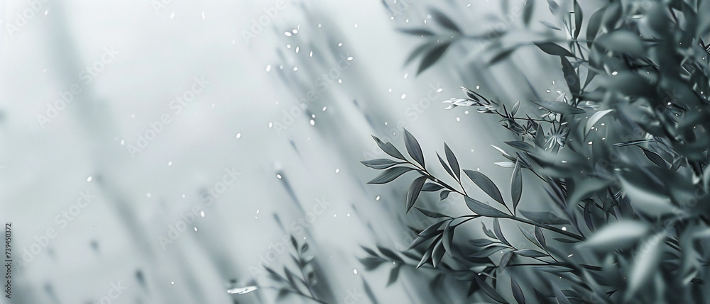 Frosts delicate touch: The intricate patterns of ice and snow reveal the fragile beauty of natures winter artwork in crisp blues and whites - obrazy, fototapety, plakaty 