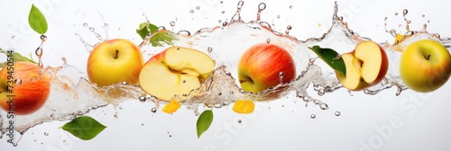 colorful background of ripe apples in water