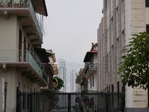 Panama City's historic center - the old one in front, and the modern one in the background. A mix of historical periods photo