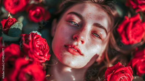 Portrait of a woman with roses. Valentine's day. © Stefano Astorri