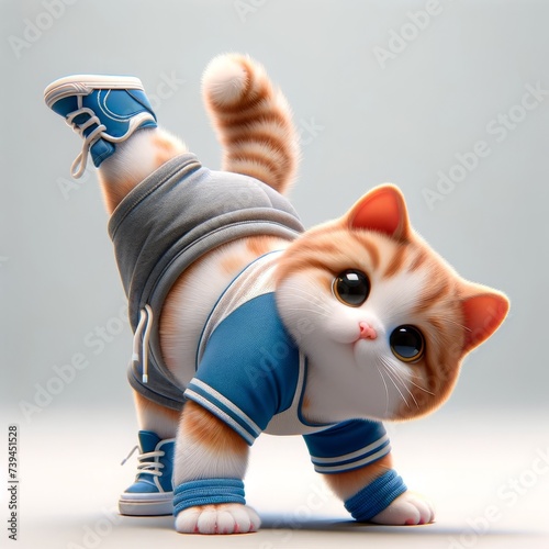 Cute Fluffy Cat Character Doing Stritch. Realistic Adorable Domestic Cat Animal Mascot Avatar Portrait. Yoga Sport Club Advertising Flyer Or Card Template Illustration. 