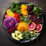 fruits and vegetables on a plate