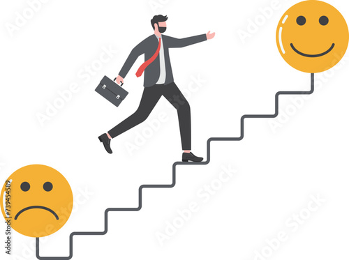 Relaxation make anxiety or stressed to happy, optimistic relief or metal illness therapy, bipolar disorder or mindful thinking concept,

