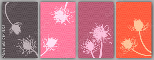 Carrot flower banners vector design. Abstract fluffy dandelions.